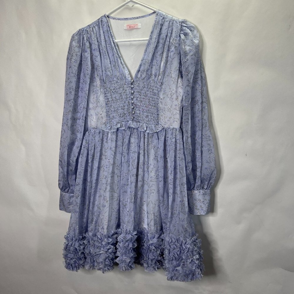 Anne Louise BoutiqueRuffle Floral Dress Chiffon Girls Size 8 Bubble sleeve New.